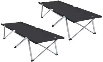 vidaXL Bett Klapp Schlafbett f&uuml;rs Camping 2 pcs Schwarz Oxford und Stahl (2-tlg)