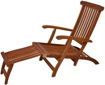 Spetebo Gartenliege Eukalyptus Deckchair mehrfach verstellbar - 163 x 56 cm Stück 1 St. Sonnenliege Holz Gartenliege mit Fußteil klappbar