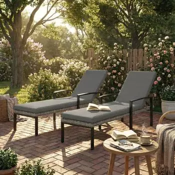 Outsunny Gartenliege Hellgrau (2 Stk.)