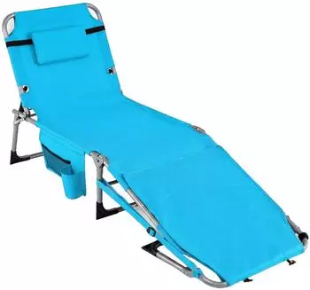 Costway Sonnenliege faltbar mit Kopfkissen Alu T&uuml;rkis