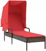 vidaXL Sonnenliege mit Sonnendach Braun Polyrattan