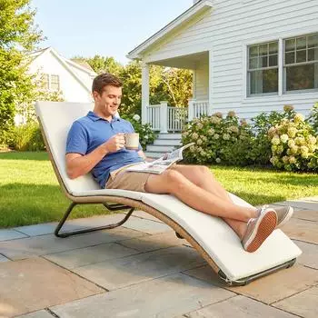 Outsunny Gartenliege mit Auflage Cremewei&szlig;