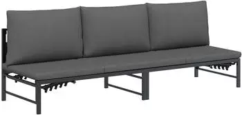 vidaXL Sonnenliege f&uuml;r 3 Personen Schwarz 200 x 62 x 59,5 cm Textilene
