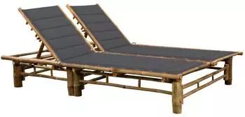 furnicato 2-Personen Sonnenliege Bambus 200x130x(24-87) cm Anthrazit