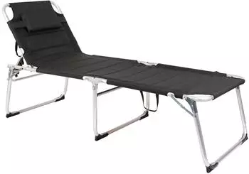 Linder Exclusiv Gartenliege XXL Schwarz gepolstert