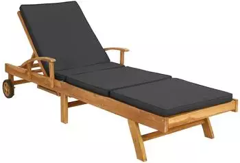 vidaXL Sonnenliege 1-Person Braun und Dunkelgrau Massivholz Teak