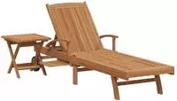 vidaXL Sonnenliege 2 pcs Massives Teakholz Braun