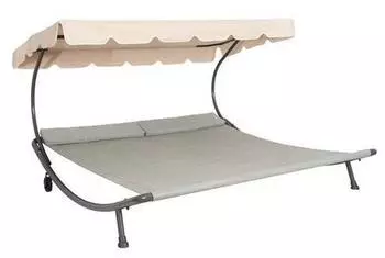 Leco Doppelliege DAS ORIGINAL mit verstellbarem Sonnendach natur