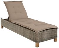 MERXX Gartenliege "Toskana" Polyrattan/Akazie, inkl. Auflage