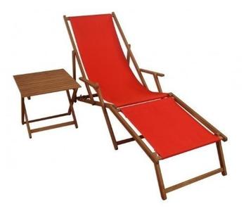 Erst-Holz Sonnenliege rot Liegestuhl Fußteil Tisch Gartenliege Deckchair Strandstuhl Gartenmöbel 10-308 F T
