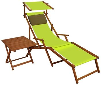 Erst-Holz Gartenliege Sonnenliege pistazie Liegestuhl Fußteil Sonnendach Tisch Deckchair 10-306 F S T KD