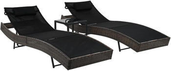 vidaXL Lounger Pair with Table Black (44892)