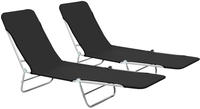 vidaXL Klappliegen 2 Stk. Stahl und Stoff Schwarz