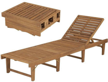 vidaXL Foldable Wooden Lounger with table (44253)