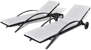 vidaXL Loungers with Synthetic Rattan Table (42491)