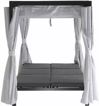 Siena Garden Waikiki Loungebett inkl. mit Dach Textil Anthrazit/Hellgrau (J58969)
