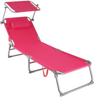 tectake Gartenliege 4-stufig mit Kopfpolster Pink