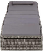 vidaXL Sonnenliege mit Auflage Poly Rattan Grau