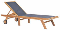 vidaXL Sonnenliege Klappbar mit R&auml;dern Teak Massivholz und Textilene