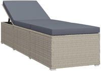 vidaXL Sonnenliege mit Auflage Poly Rattan Grau