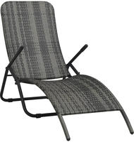 vidaXL Klappbare Sonnenliege Poly Rattan Grau