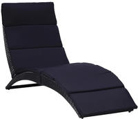 vidaXL Sonnenliege mit Auflage Poly Rattan Schwarz