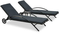 Sonnenliegen Mit Tisch Poly Rattan Anthrazit - Vidaxl