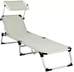 Casaria Sonnenliege mit Sonnendach Malta creme alu