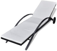 Sonnenliege Mit Polster & Rollen Poly Rattan Schwarz - Vidaxl