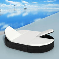vidaXL Outdoor-Loungebett mit Kissen Poly Rattan Schwarz