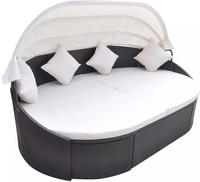 vidaXL Outdoor-Loungebett mit Dach Poly Rattan Braun