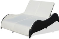 vidaXL Doppel-Sonnenliege mit Auflage Poly Rattan Schwarz