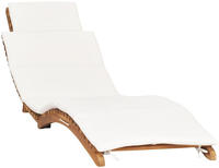 vidaXL Klappbare Sonnenliege mit Cremewei&szlig;er Auflage Massivholz Teak