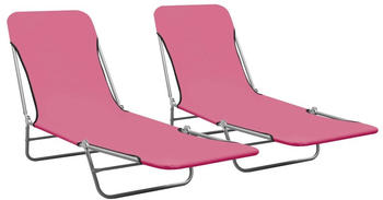 vidaXL Steel Foldable Loungers pink (310345)