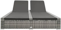 vidaXL Doppel-Sonnenliege Poly Rattan Grau