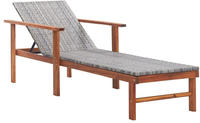 vidaXL Sonnenliege Poly Rattan und Massivholz Akazie Grau