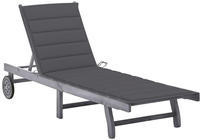 Vidaxl Garden Sun Lounger With Cushion Grey Solid Acacia Wood