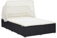 Vidaxl - 2-personen-sonnenliege Mit Auflage Poly Rattan Schwarz