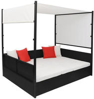 vidaXL Gartenbett mit Baldachin Schwarz 190&times;130 cm Poly Rattan