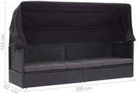 vidaXL Outdoor-Sofabett mit Dach Poly-Rattan Schwarz