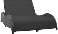 vidaXL Doppel-Sonnenliege mit Auflage Poly Rattan Anthrazit