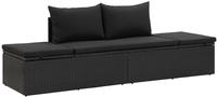 vidaXL Sonnenliege mit Auflage Poly Rattan Schwarz