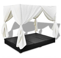 vidaXL Outdoor-Loungebett mit Vorhang Poly Rattan Schwarz