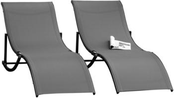 Outsunny Relaxliege 2er Set Alu Texteline (84B-540CG)