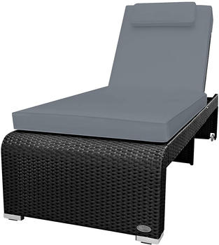 RS Trade Monza XXL Sonnenliege Polyrattan schwarz/grau