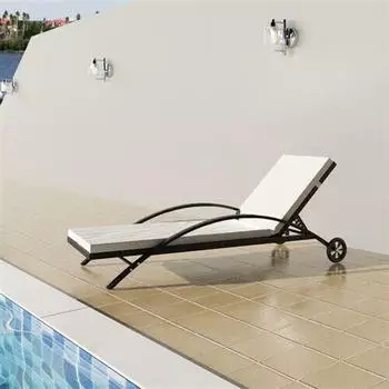 vidaXL Sonnenliege mit Polster & Rollen Polyrattan schwarz (42495)