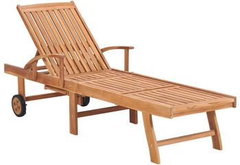 vidaXL Sonnenliege mit Auflage Beige Massivholz Teak (3063009)