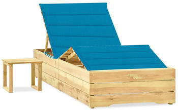 vidaXL Garten-Sonnenliege mit Tisch und Auflage Kiefer Impr&auml;gniert (3065958)