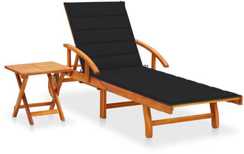vidaXL Sonnenliege mit Tisch und Auflage Akazie Massivholz (3061624)