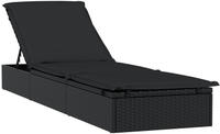 vidaXL Sonnenliegen 2 Stk. mit Tisch Schwarz Poly Rattan